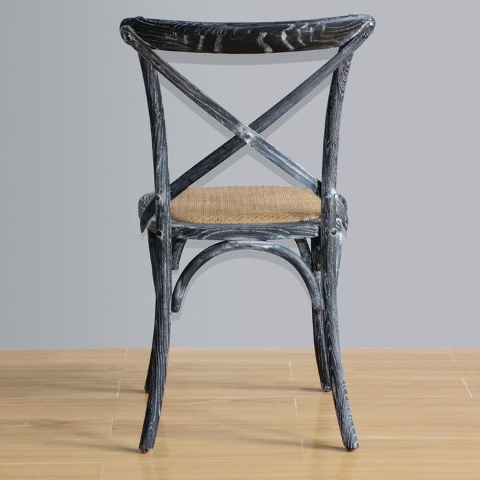 Chaises en bois patiné avec dossier croisé noires (lot de 2) - Bolero