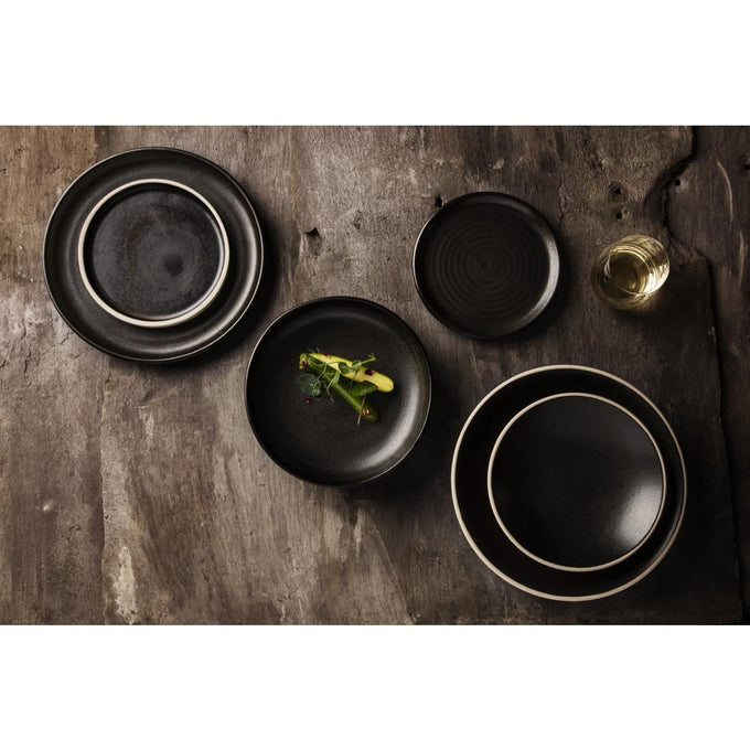 Assiettes plates noir mat Canvas 265 mm (lot de 6) - Olympia