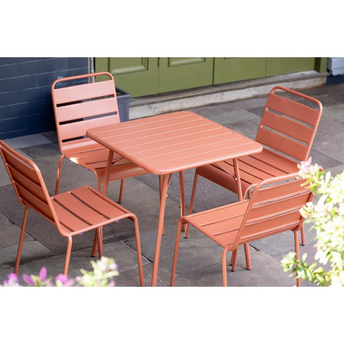 Chaises à lattes en acier terracotta (lot de 4) - Bolero
