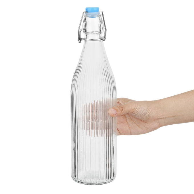 Bouteilles d'eau rainurées à bouchon mécanique 1 L (lot de 6) - Olympia