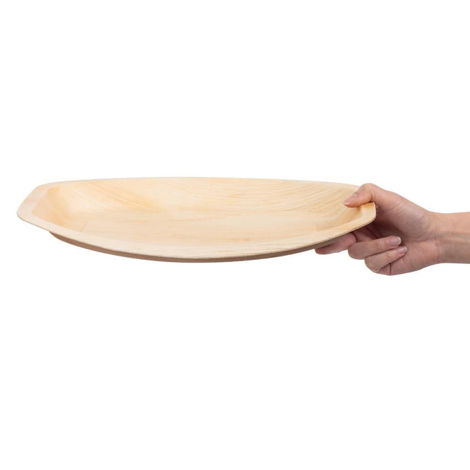 Assiettes creuses ovales en feuilles de palmier 360 mm (lot de 100) - Fiesta Compostable