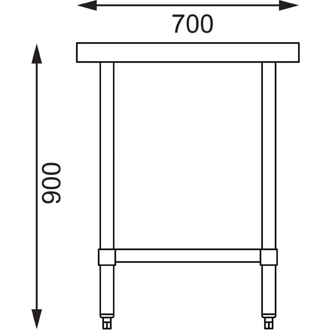 Table en acier inoxydable sans rebord 1200 × 700 mm - Vogue