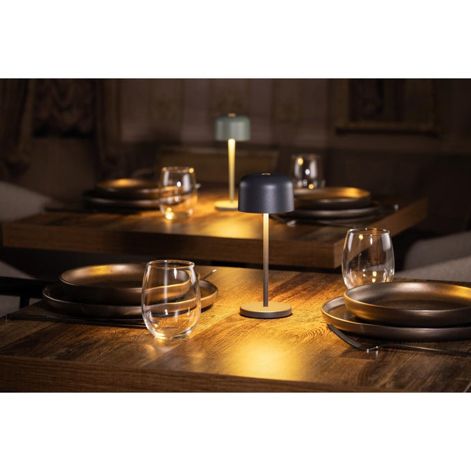 Lampe de table avec abat-jour rond Lucca grise 200 mm - Olympia