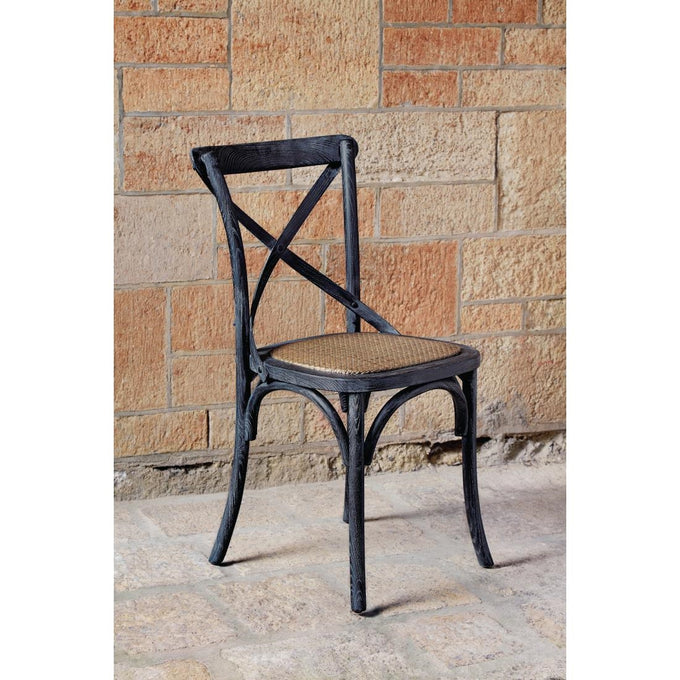 Chaises en bois patiné avec dossier croisé noires (lot de 2) - Bolero