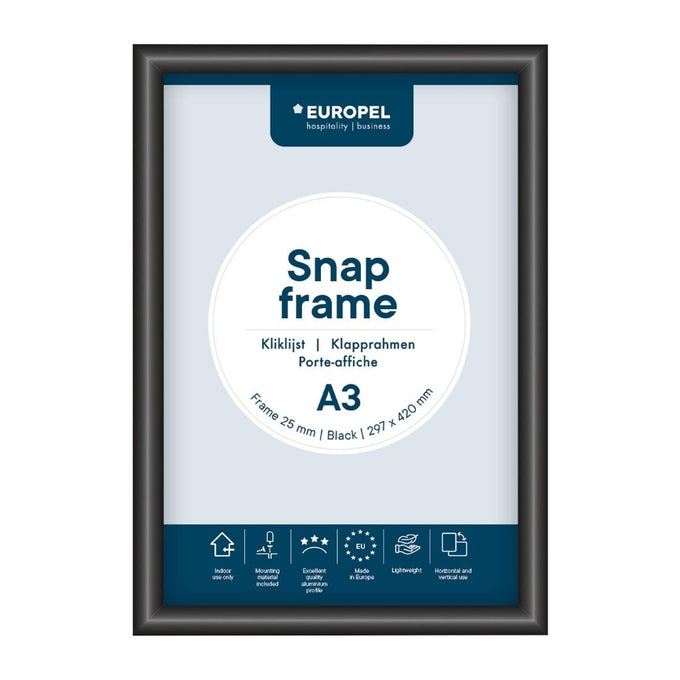 Cadre clipsable Europel A3 25 mm noir - DTM Primera