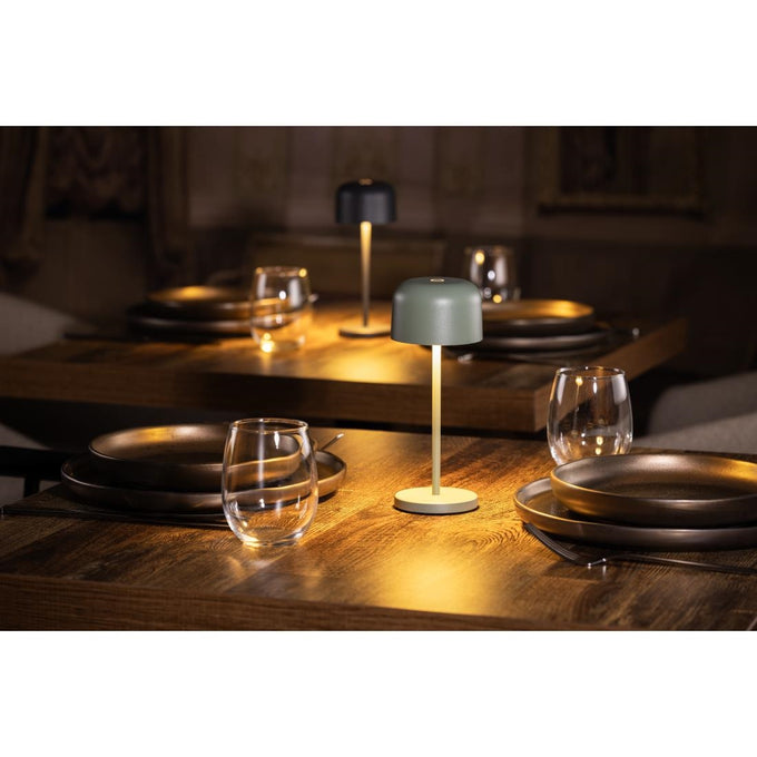 Lampe de table avec abat-jour rond Lucca verte 200 mm - Olympia