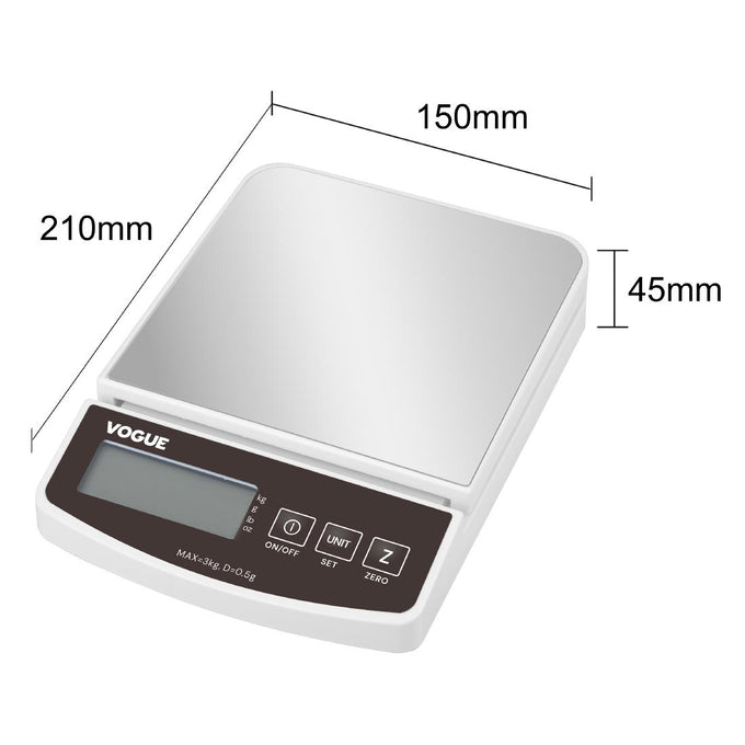 Balance électronique 3 kg graduations 0,5 g - Vogue