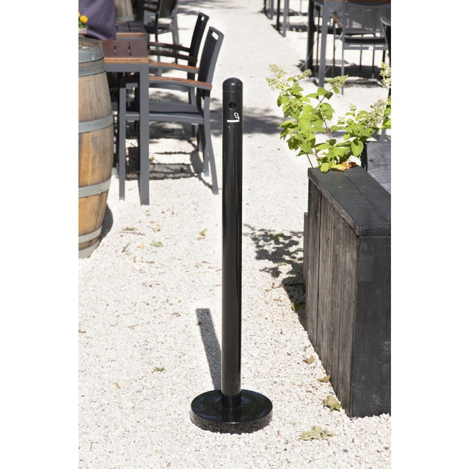 Cendrier poteau en inox noir 1m - Securit