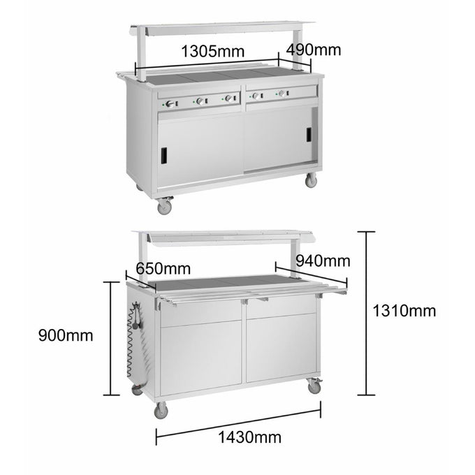 Buffet central mobile avec plaque chauffante 4 x GN 1/1 - Buffalo
