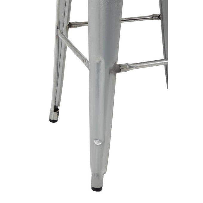 Tabourets hauts en acier galvanisé avec assise en bois Bistro (lot de 4) - Bolero