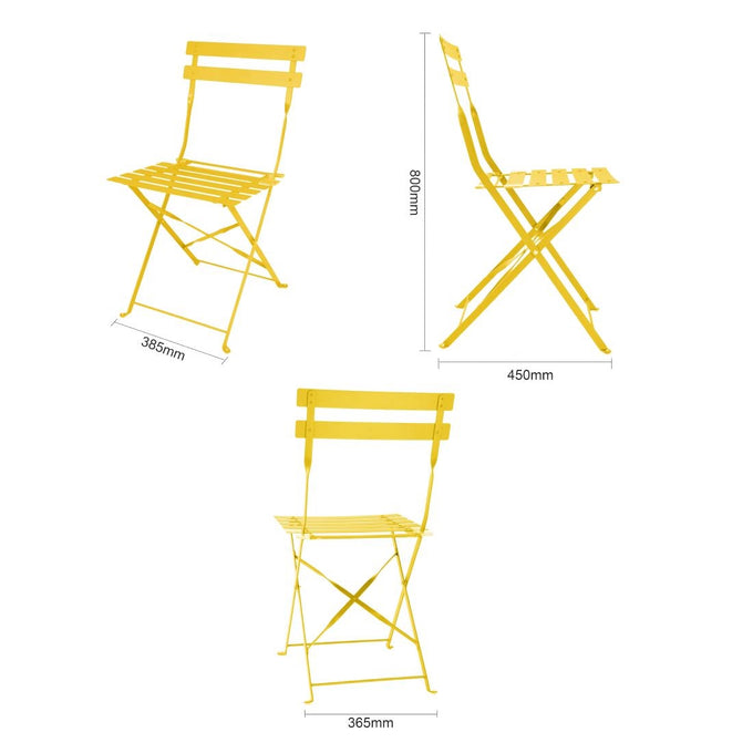 Chaises de terrasse pliantes en acier Perth jaunes (lot de 2) - Bolero