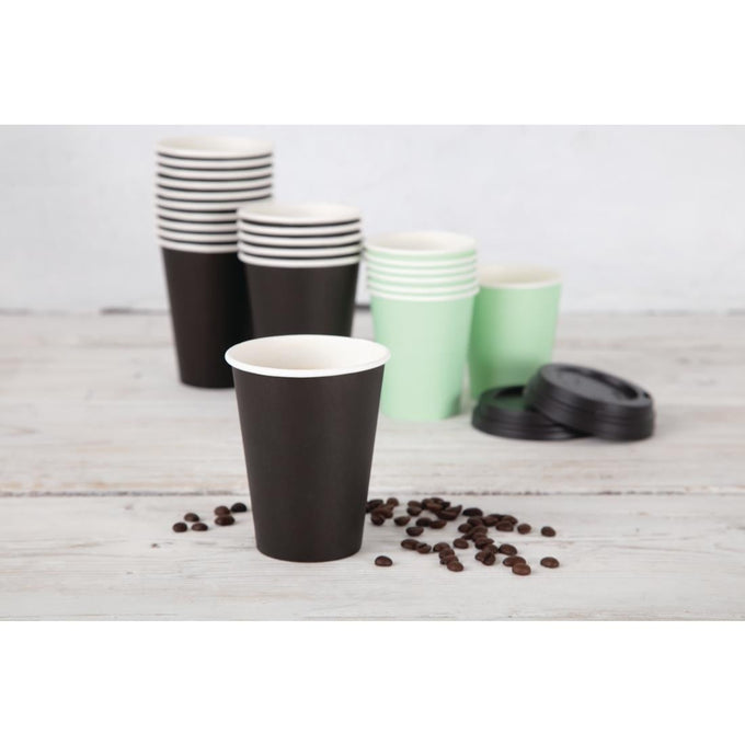 Gobelets boissons chaudes paroi simple noirs 230 ml (lot de 50) - Fiesta Recyclable