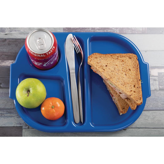 Petits plateaux repas à compartiments en polypropylène Kristallon bleus 321 mm (lot de 10) - Olympia