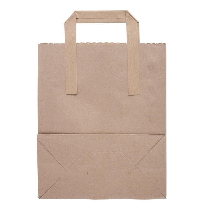Sacs moyens en papier marron à poignées plates Recyclables (lot de 250) - Fiesta Recyclable
