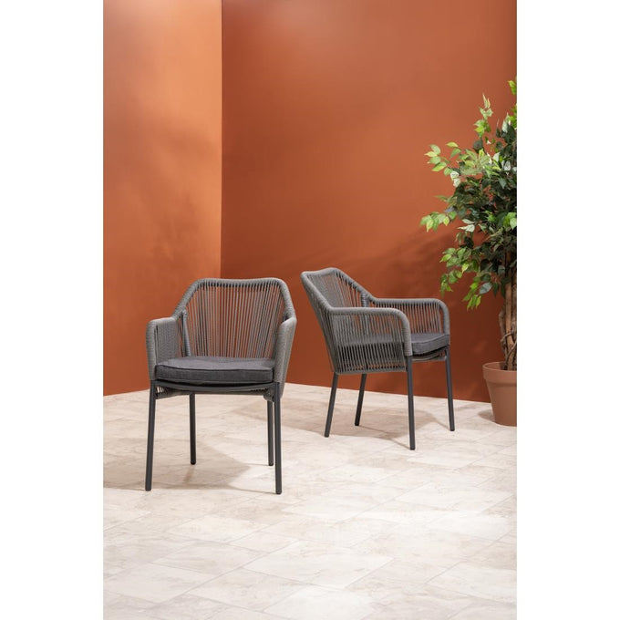 Fauteuils d'extérieur en rotin PE tressé Bay anthracite (lot de 2) - Bolero
