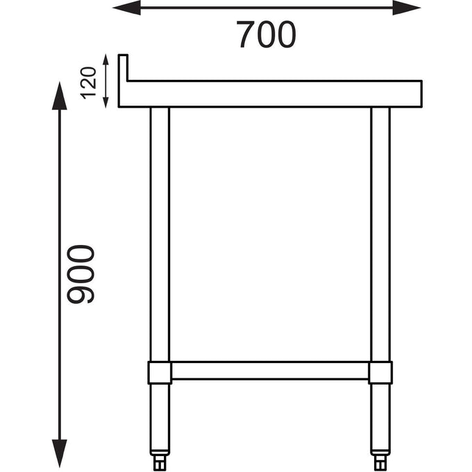 Table en acier inoxydable avec rebord 900 × 700 mm - Vogue