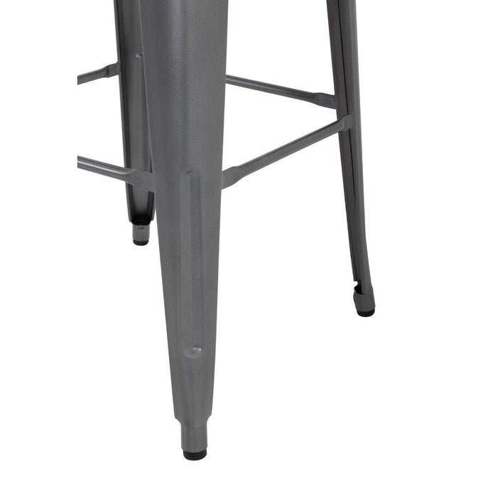 Tabourets hauts en acier galvanisé Bistro gris métallisé (lot de 4) - Bolero