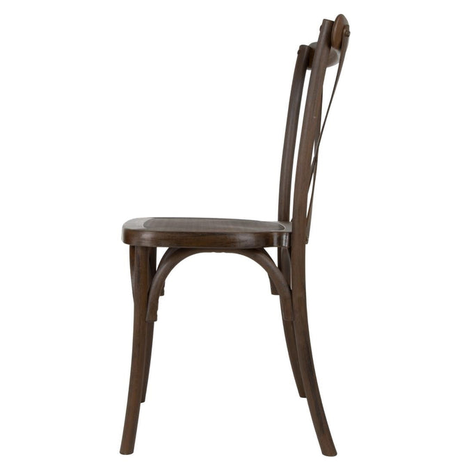 Chaises en résine à dossier croisé Manhattan effet bois foncé (lot de 4) - Bolero