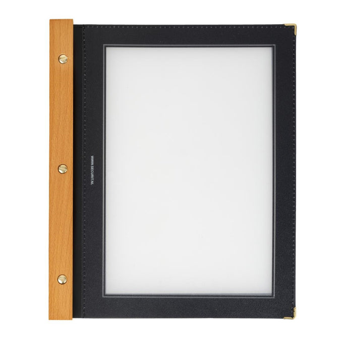 Protège-menus cadre en bois A4 noirs (lot de 20) - Securit