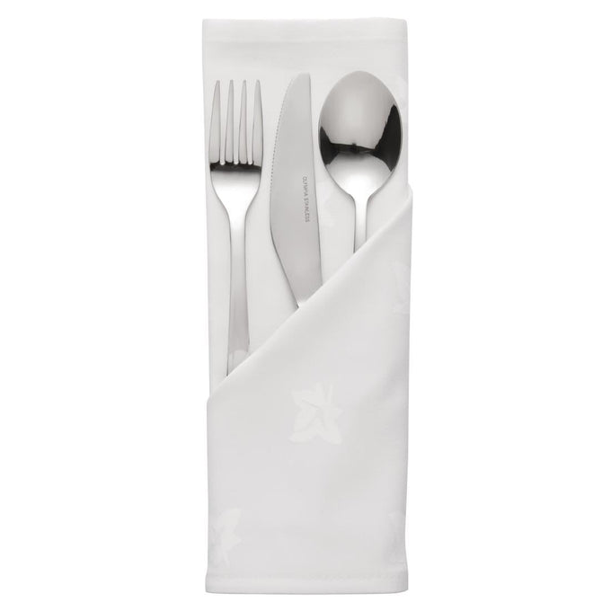 Serviettes blanches en coton motif feuille de lierre Luxor 550 × 550 mm (lot de 10) - Mitre Luxury