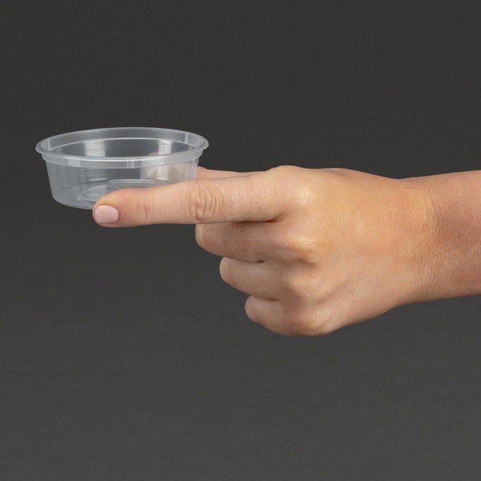 Pots à sauce micro-ondables en plastique 50 ml (lot de 100) - Fiesta Recyclable