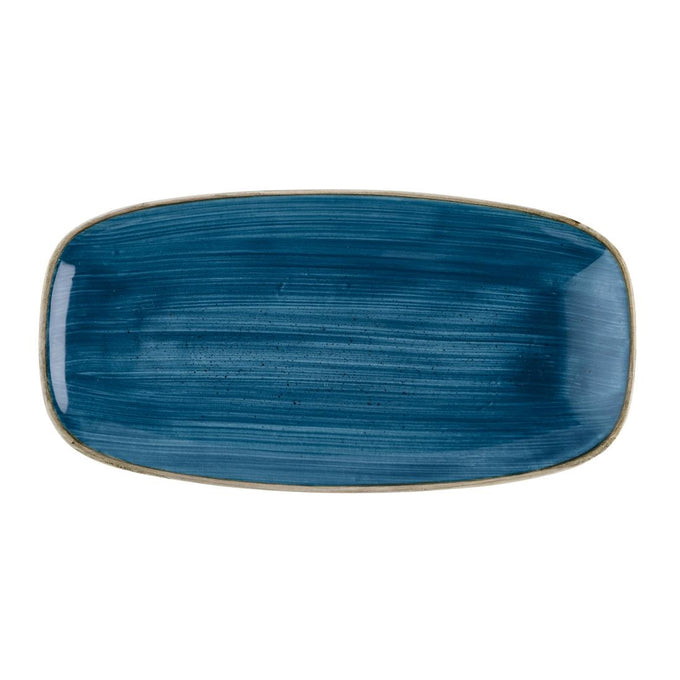 Assiettes oblongues Stonecast Java Blue 288 × 152 mm (lot de 12) - Churchill
