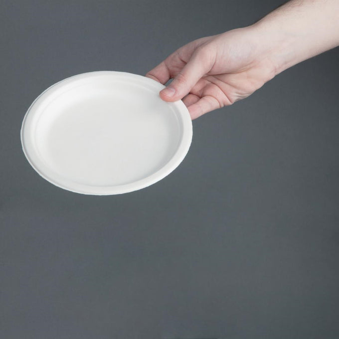 Assiettes en bagasse compostables 17,9 cm (lot de 50) - Fiesta Compostable