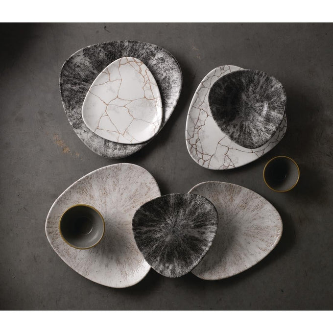 Assiettes triangulaires Studio Prints Kintsugi Agate Grey Lotus 228 mm (lot de 12) - Churchill
