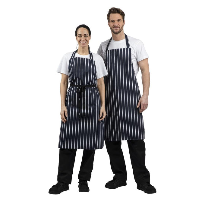 Tablier bavette rayé marine et blanc - Whites Chefs Clothing