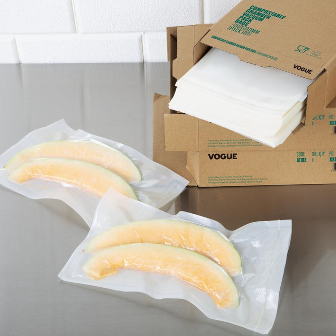 Sacs gaufrés compostables pour machine sous vide 250 × 350 mm (lot de 50) - Vogue
