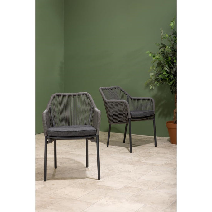 Fauteuils d'extérieur en rotin PE tressé Bay anthracite (lot de 2) - Bolero