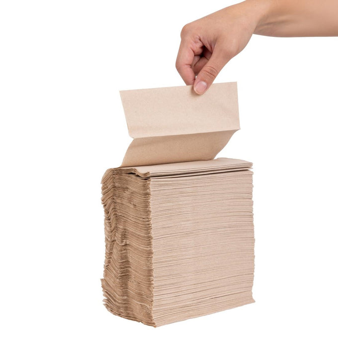 Serviettes kraft recyclées pliées 320 × 300 mm (lot de 6000) - Fiesta Recyclable