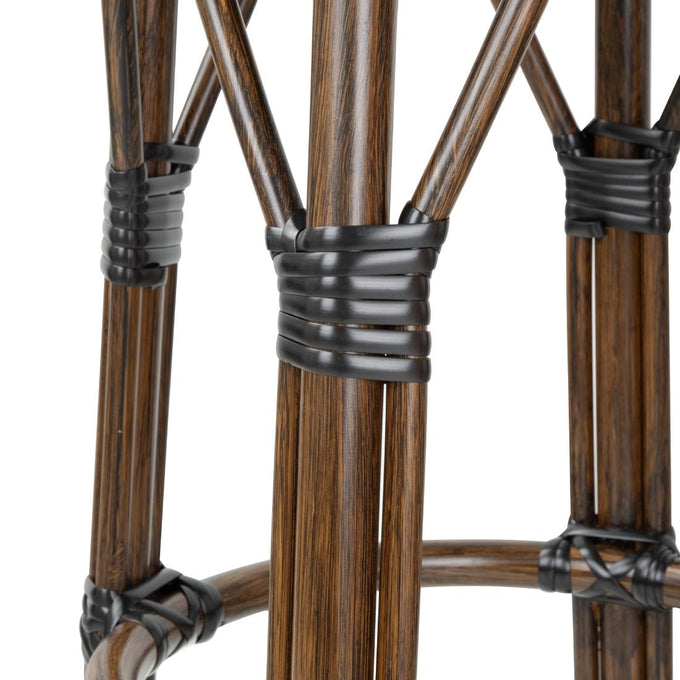 Tabourets de bar en rotin PE style parisien bois foncé noirs (lot de 2) - Bolero