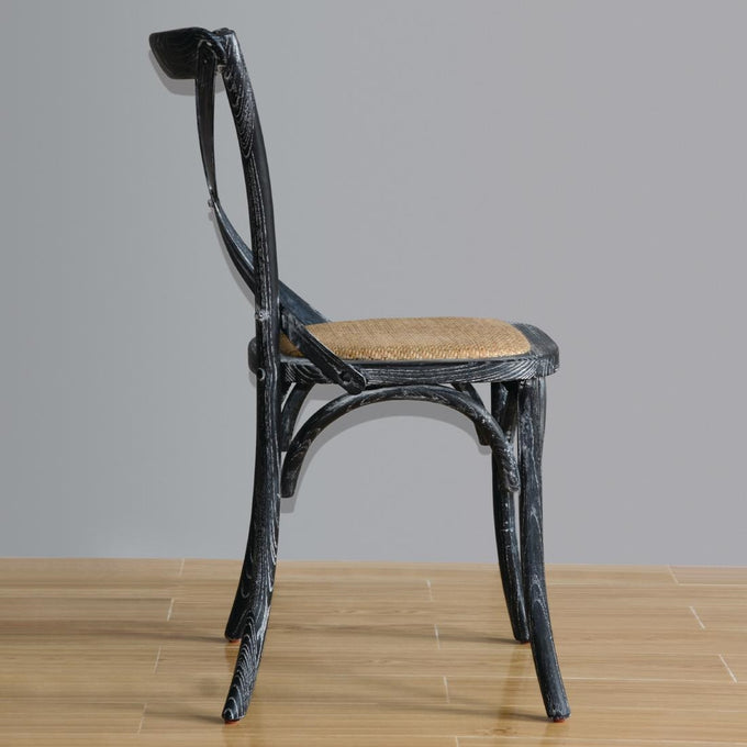 Chaises en bois patiné avec dossier croisé noires (lot de 2) - Bolero