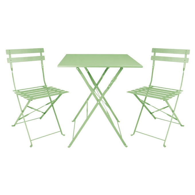 Chaises de terrasse pliantes en acier vert clair (lot de 2) - Bolero