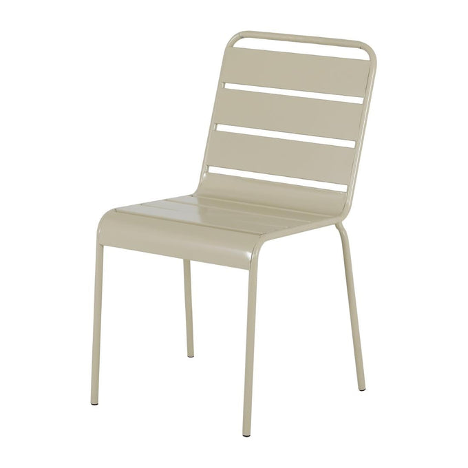 Chaises à lattes en acier Amalfi taupe (lot de 4) - Bolero