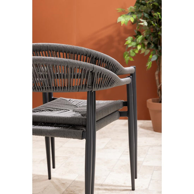 Fauteuils d'extérieur en rotin PE tressé Eden anthracite (lot de 4) - Bolero