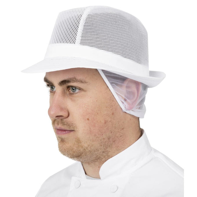 Chapeau Trilby blanc avec résille M - British Bespoke Workwear