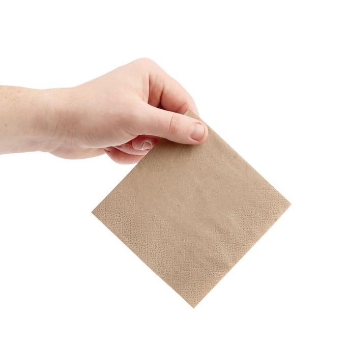 Serviettes cocktail recyclées 2 plis pliage 1/4 240 mm kraft (lot de 4000) - Fiesta Recyclable