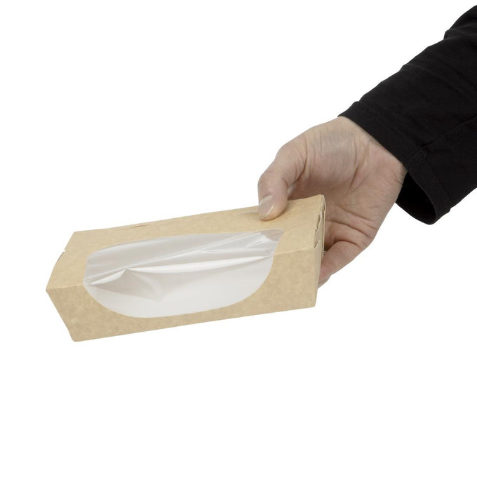 Barquettes à salade kraft recyclables avec fenêtre 1000 ml (lot de 200) - Colpac