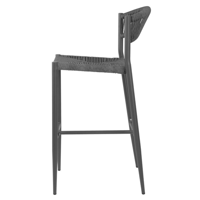 Tabourets de bar d'extérieur en rotin PE tressé Eden anthracite (lot de 2) - Bolero