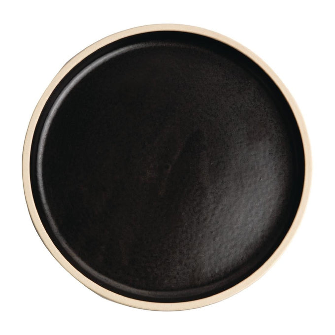 Assiettes plates bord droit noir mat Canvas 180 mm (lot de 6) - Olympia