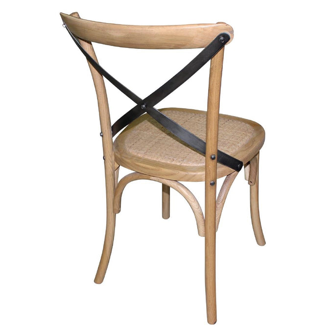 Chaises en bois patiné avec dossier croisé naturel (lot de 2) - Bolero