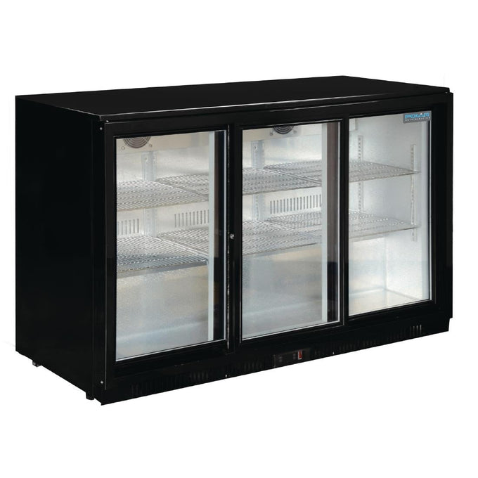 Arrière-bar trois portes coulissantes Série G noir 330 L - Polar