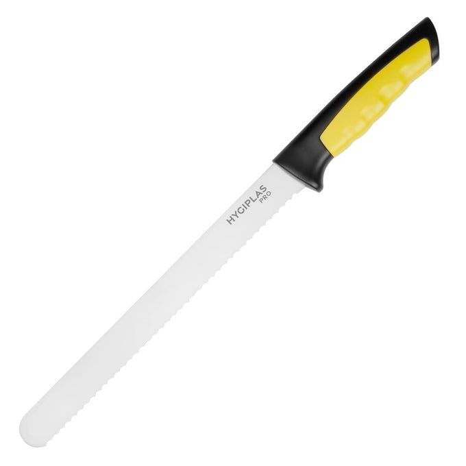 Couteau à trancher denté Pro jaune 25 cm - Hygiplas