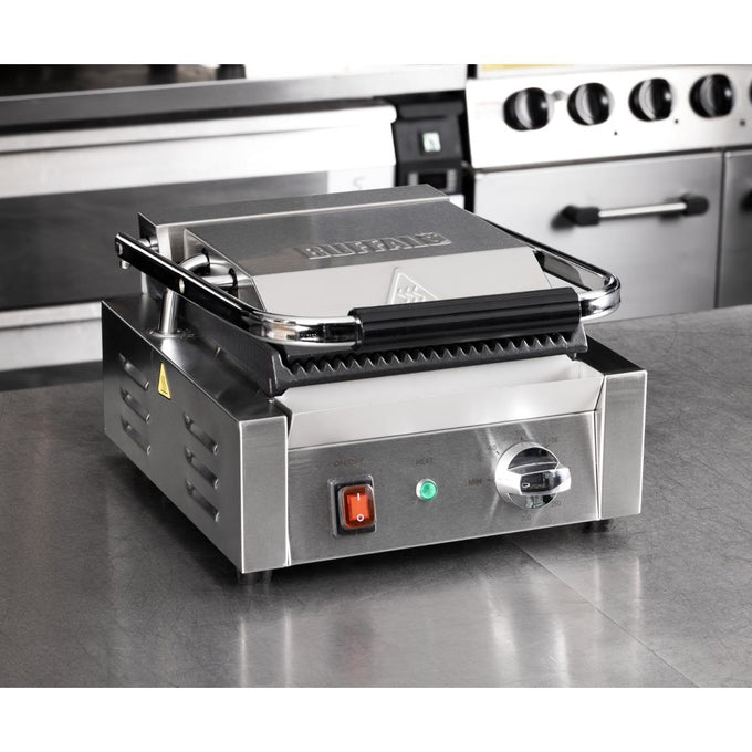 Grill panini - Gril de contact simple Bistro rainuré/rainuré - L 290 x P 395 x H 210 mm - Buffalo