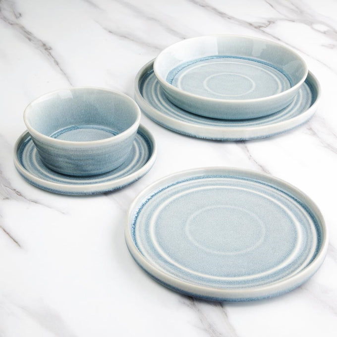 Assiettes rondes plates Cavolo bleu cristallin 270 mm (lot de 4) - Olympia