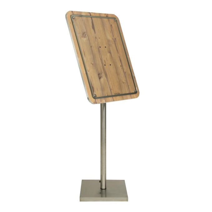 Porte-menu en bois 4xA4 avec poteau et socle - Securit