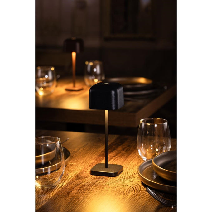 Lampe de table avec abat-jour carré Lucca noire 200 mm - Olympia