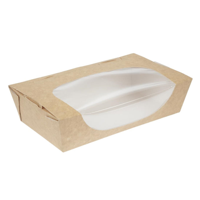 Barquettes à salade kraft recyclables avec fenêtre 1000 ml (lot de 200) - Colpac